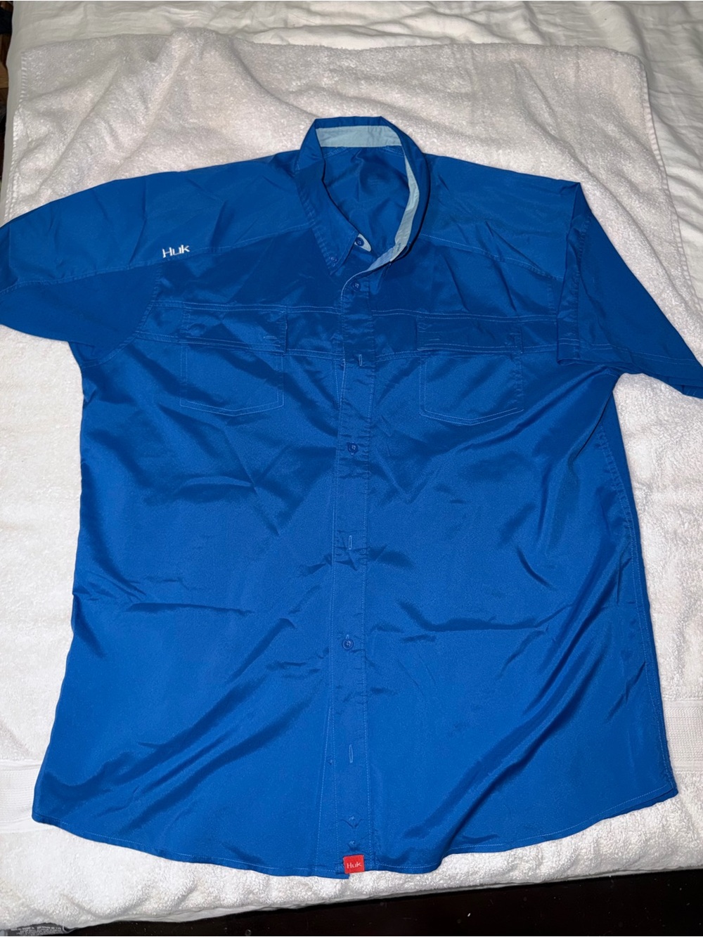 Huk Men's Short Sleeve Button-Up Shirt - Royal Blue